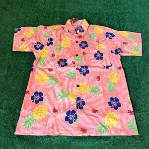 Piraña Joe Short Sleeve Button Up Pineapple Floral Hawaiian Shirt Size S NWT
